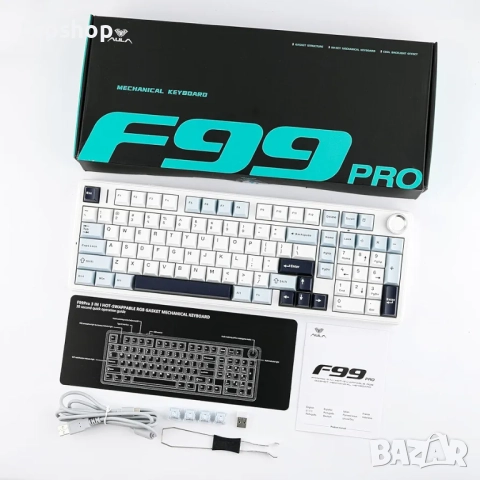 Чисто нова безжична геймърска клавиатура EPOMAKER X Aula F99 PRO с батерия 8000mAh, с възможност..., снимка 7 - Клавиатури и мишки - 51939881