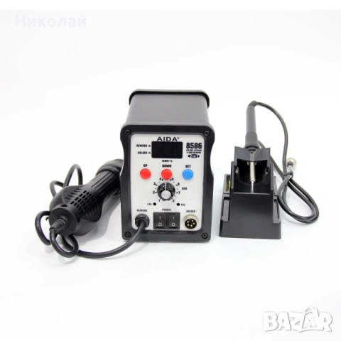 Станция за запояване AIDA 8586, горещ въздух, поялник с нагревателен елемент Hakko.