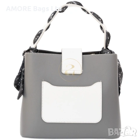 Класическа дамска чанта AMORE Isabella - Gray, снимка 3 - Чанти - 53585734
