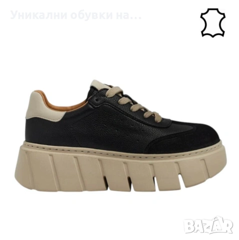 Спортни обувки от естествена кожа - Daris Black 11730, снимка 2 - Кецове - 53534658