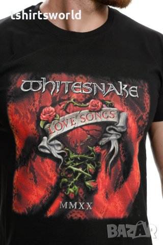 Нова мъжка тениска с дигитален печат на музикалната група Whitesnake - Love Songs С ГРЪБ, снимка 2 - Тениски - 40436774