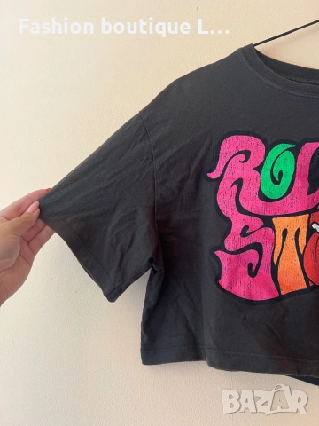Къса тениска Rolling Stones 100% памук на марката Bershka ❤️, снимка 3 - Тениски - 51809651