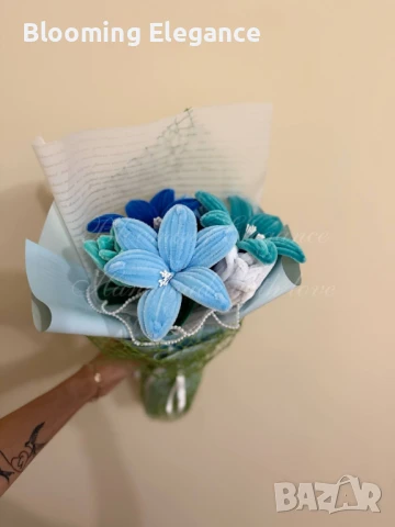 Вечен плюшен букет "Небесна нежност", снимка 4 - Романтични подаръци - 50557507