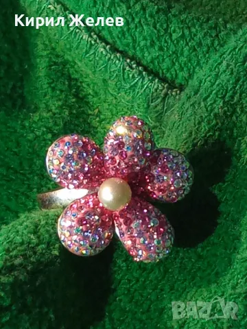 ПРЕКРАСЕН ФЛОРАЛЕН СРЕБЪРЕН ПРЪСТЕН ЦВЕТЕ СРЕБРО 925 с НАТУРАЛНА БЯЛА ПЕРЛА и ИСКРЯЩИ КРИСТАЛИ 49225, снимка 14 - Пръстени - 49294552