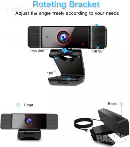 Нова USB Уеб камера за компютър, лаптоп, Mac с микрофон Full HD 2K, снимка 3 - Други - 36939029