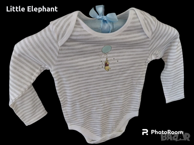 Боди с дълъг ръкав за 12-18 мес момченце,Disney,Мечо Пух,райе,Англия/ново