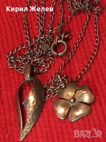 СТАРО СРЕБЪРНО КОЛИЕ СРЕБРО 925 с 2 ФИГУРАЛНИ АРТ ВИСУЛКИ МАЙСТОРСКА РЪЧНА ИЗРАБОТКА 27217, снимка 2 - Колиета, медальони, синджири - 36827817