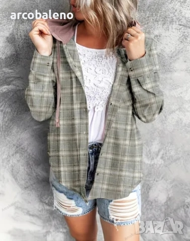 Дамска ежедневна риза-яке с качулка и копчета, 6цвята , снимка 5 - Якета - 51471201