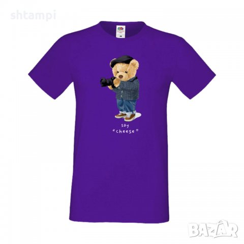 Мъжка тениска bear Say Cheese,Мече,Меченце,Животно, Играчка,Изненада,Подарък,Повод,, снимка 6 - Тениски - 37293777