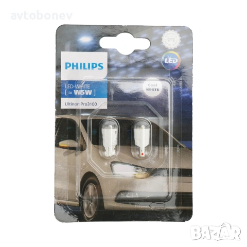 LED крушки PHILIPS Ultinon Pro3100 SL T10(W5W) к-т/2 бр./, снимка 2 - Аксесоари и консумативи - 53353340