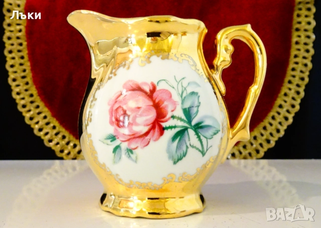Каничка баварски порцелан,чисто злато,роза,барок. 