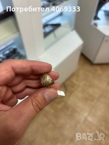 Стар златен 14 каратов пръстен 4.43гр 61р-р, снимка 3 - Пръстени - 51553256