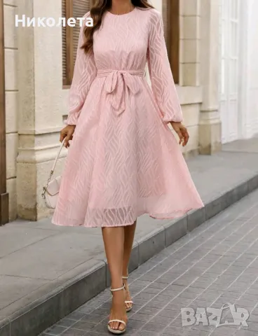 Разкроена рокля с ръкави, снимка 2 - Рокли - 50325315