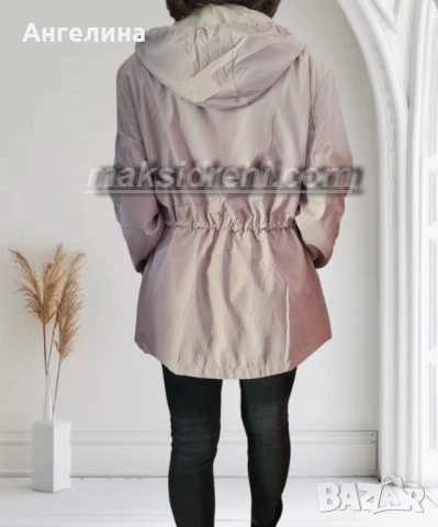 Макси дамско двулицево яке тип шлифер с връзка на талията., снимка 3 - Якета - 51880636