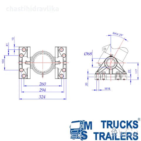 Конзола за хидравличен цилиндър 47000110, снимка 3 - Части - 28178171