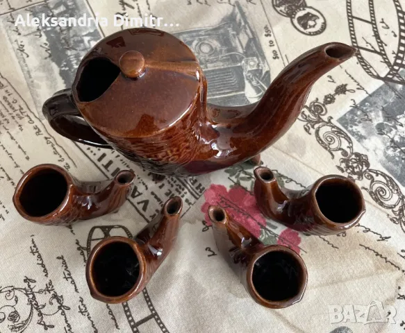 Старинен, порцеланов сервиз за ракия Хан Крум, снимка 2 - Антикварни и старинни предмети - 48960996