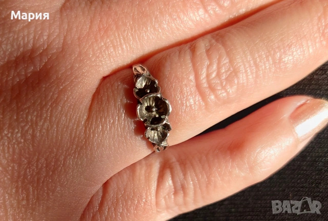 Сребърен пръстен с цветя, снимка 7 - Пръстени - 53056795