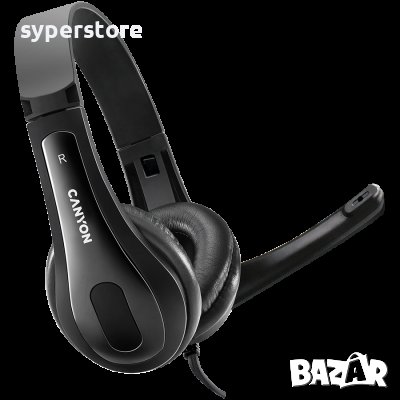Слушалки с микрофон CANYON CNS-CHSU1B Черни, Тип Over the Ear, USB Stereo headphones