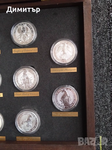 Комплект сребърни монети "Зверовете на кралицата", снимка 5 - Нумизматика и бонистика - 53522522