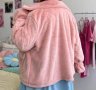 Макси луксозно модерно пухено горнище с джобове, цип и тънка подплата в нежно розово, снимка 2