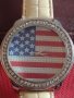 Фешън модел дамски часовник с кристали Американското знаме стил и комфорт 42598, снимка 5