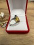 Сребърен дамски пръстен с жълт цирконий, снимка 3