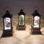 3187 Светещ коледен фенер с фигури Дядо Коледа Елха Снежко, снимка 2