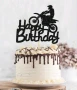 Мотор моторист Байкър мотоциклет Happy Birthday черен син брокатен топер картонен топер за торта, снимка 2
