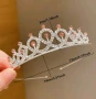 2 цвята сребриста корона венец тиара с камъчета детска дамска, снимка 3