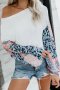 Дамски топ в бяло с ефектни ръкави на цветя, снимка 1 - Блузи с дълъг ръкав и пуловери - 39636321