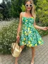 Зелена лятна рокля с лимони , снимка 1