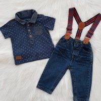 Дънки и блуза за бебе 6 месеца, снимка 5 - Комплекти за бебе - 38006823