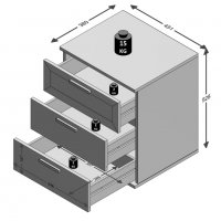 FMD Нощно шкафче с 3 чекмеджета, цвят дъб, снимка 4 - Шкафове - 38152263