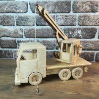 Дървен макет на камион - Кран, Автокран - Craft Camp, снимка 5 - Коли, камиони, мотори, писти - 43281803