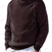 Ежедневен мъжки моден трикотажен пуловер с висока яка и дълги ръкави, 5цвята - 023, снимка 5 - Пуловери - 43120852