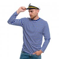 Нов мъжки моряшки комплект: моряшка блуза с дълъг ръкав и капитанска шапка, снимка 15 - Блузи - 32771009