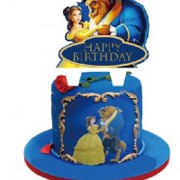 2 вида Красавицата и Звяра Happy birthday картонен топер украса за торта декор парти рожден ден, снимка 2 - Други - 37947855