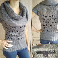 Сив пуловер с яка, снимка 1 - Блузи с дълъг ръкав и пуловери - 27455756