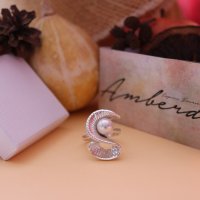 Уникален сребърен пръстен с перла - модел R025A, снимка 2 - Пръстени - 30464644