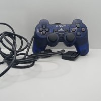 контрольор Dualshock 2 PlayStation 2 PS2 - SONY® - почистен и ремонтиран - прозрачно синьо, снимка 1 - Аксесоари - 43931812