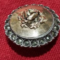 Антична сребърна брошка с маркизити , снимка 2 - Колиета, медальони, синджири - 44005386