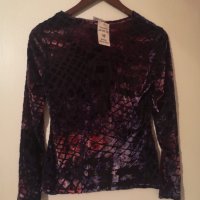 Нова блуза черна с кадифе вечерна с етикет L размер, снимка 2 - Блузи с дълъг ръкав и пуловери - 38271978