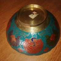 Продавам индийска месингова купа, клетъчен емайл,#535, снимка 3 - Други ценни предмети - 43801427