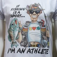 Нова мъжка забавна тениска с трансферен печат I'M AN ATHLETE, рибар, снимка 3 - Тениски - 29038916