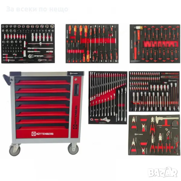 Шкаф с инструменти със 7 чекмеджета – 6 пълни ForceKraft - Huttenberg, снимка 1