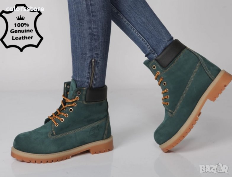 Дамски равни боти - петрол ЕСТЕСТВЕН набук - T03 - големи номера, снимка 1