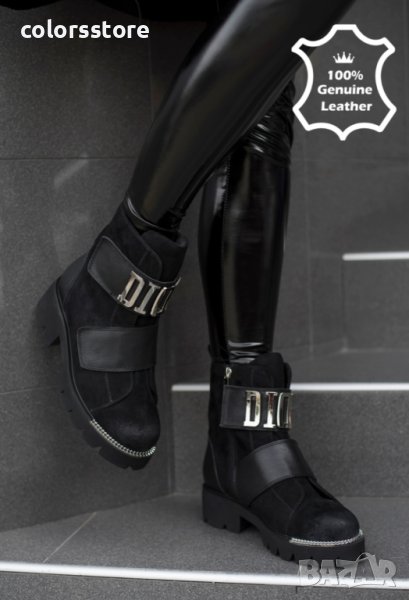 Равни боти - черен ЕСТСТВЕН велур- 9047-69, снимка 1