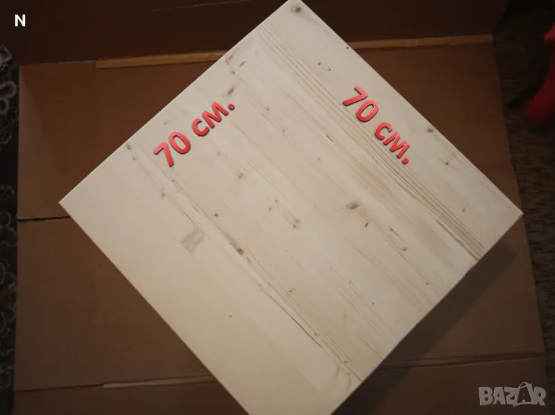 Маса с масивен дървен плот - подвижна метална основа на колела 250 лв., снимка 1