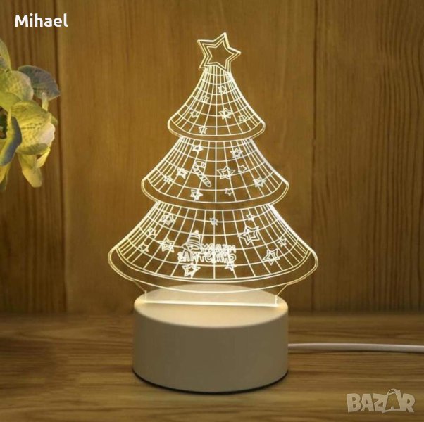 🎄Холограмна 3D LED нощна лампа - Коледна елха, снимка 1