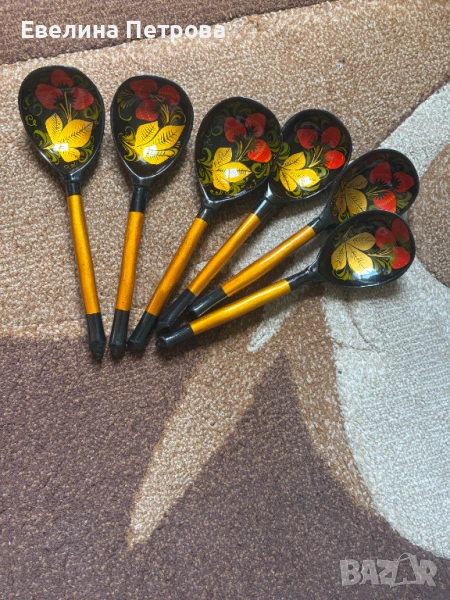 Дървени рисувани лъжици Хохлома, снимка 1